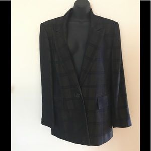 ANN MAI Large Window Pain Plaid Brown/Black Blazer